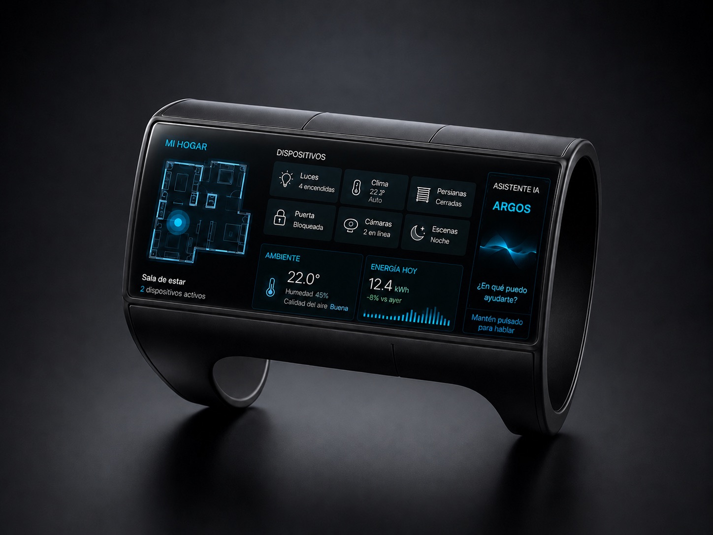 Argos: pantalla Mi Hogar con la domótica, dispositivos, ambiente y energía